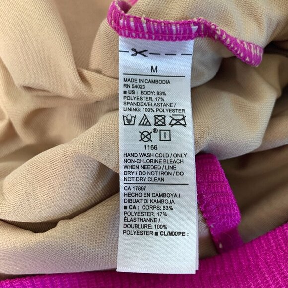 Old Navy Hot Pink Ribbed One Piece Swimsuit Deep Fuschia Size Medium - Picture 5 of 5